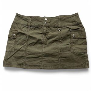 Olive Green Cargo Mini Skirt